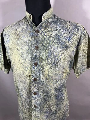 Mutiara Art Bali Abstract Print Short Sleeve Mens Camp Shirt Size Small - Image 1 of 4