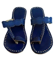 Womens Genuine Blue Leather Daily Wear Casual Dress Sandals Slippers Girls Shoe - Picture 1 of 6