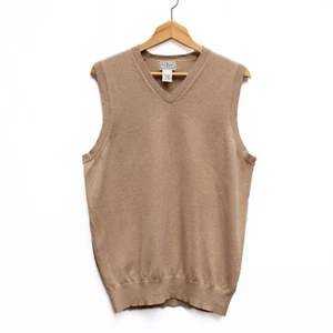 L.L. Bean Sweater Vest Men L-Tall Camel Brown Cotton/Cashmere Academia Preppy - Picture 1 of 6