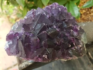 Purple and Green Octahedral Fluorite Quartz Crystal Mineral UV Specimen, 150g - Picture 1 of 16