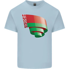 Curled Belarus Flag Belarusian Day Football Kids T-Shirt Childrens