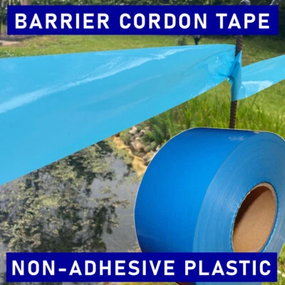 BARRIERTAPE BLUE barrier warning tape: 100% recyclable non-adhesive plastic - versatile 200M