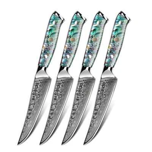 Seido Knives Awabi 4-Pcs Straight Edge Steak Knives Japanese Steel Knife Set - Picture 1 of 13