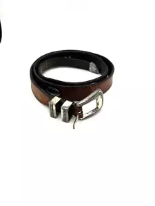 Greg Norman Size 38 Men's Belt Vintage Brown Leather Western Conchos Shark Logo - Picture 1 of 8