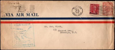Canal Zone Airmail Postal Stationery # UC2 - 2 Cents Red w/ # C3 First Flight - Image 1 of 2