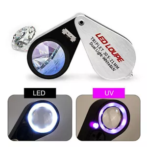 Lente d'ingrandimento in metallo portatile di fascia alta vetro di ingrandimento con lampada LED/UV - Foto 1 di 17