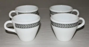 4 Anchor Hocking - Fire King 350 - Milk Glass Coffee Cup Laurel Gray Band 907 - Picture 1 of 9
