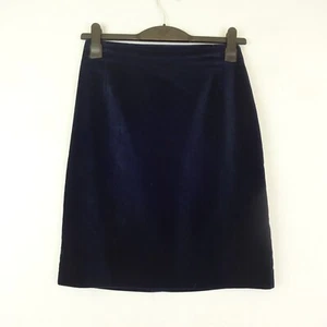 Laura Ashley Skirt Size 12 Navy Blue Velvet Knee Length Straight Pencil - Picture 1 of 5