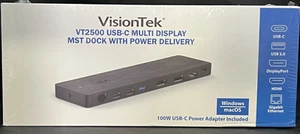 VisionTek VT2500 USB-C  Multi Display MST DOCK 85W 100W C-Adapter NEW SEALED BOX - Picture 1 of 4
