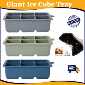 Assorted Giant Ice Cube Tray Jumbo Size Large Silicone 6 Square Mould - Picture 1 of 7