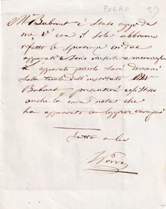 KK78-SCIENZE-TRASPORTI-AUTOGRAFO IGNAZIO PAOLO PIETRO PORRO 1852 - Picture 1 of 2