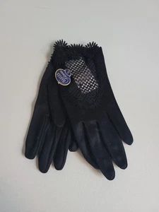 Vintage Hensen Black Ladies Gloves Sz 6 New - Picture 1 of 8