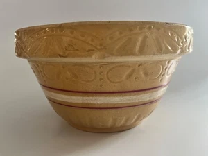 Vintage Robinson Ransbottom Pottery Co Yellow ware Mixing Bowl 9 in - Afbeelding 1 van 17
