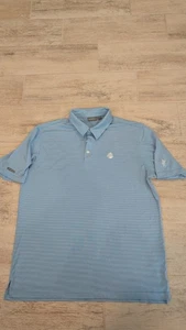 Ashworth Herren L Kurzarm blau-weiß gestreift Polo Golf Shirt Logo - Bild 1 von 7