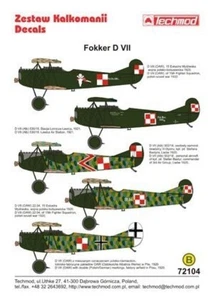 Techmod 72104 Fokker D.VII Polish AF 1/72 scale decals + masks - Picture 1 of 2