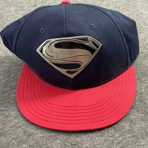 Superman Hat Metal Emblem Blue & Red Man of Steel Shield Adjustable Snapback Cap - Picture 1 of 7
