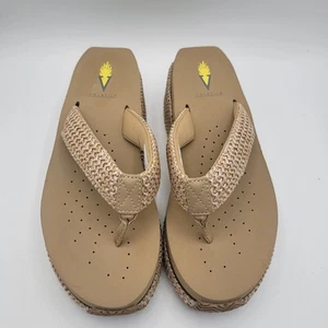 Volatile Island Damen-Plateausandalen Riemen Keilabsatz natur gewebt Raffia US 8 - Bild 1 von 19