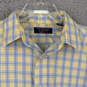 Travel Smart Shirt Men Medium L/S  Blue Yellow Plaid Roundtree Yorke TravelSmart - Picture 1 of 11