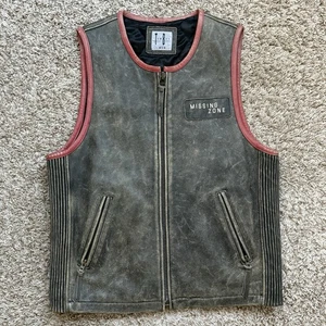 Chaleco de cuero vintage Y2K Studio TomBoy chaqueta de moto para hombre talla mediana zona faltante - Imagen 1 de 10