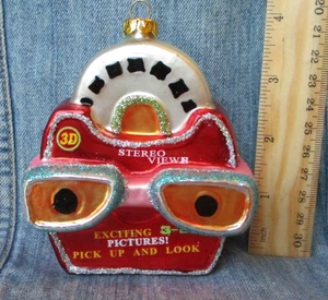 STEREO VIEW 3D VIEW FINDER Vintage GLASS Christmas Tree Ornament BX1 - Picture 1 of 2