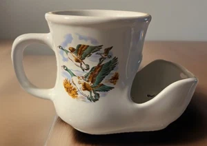 Vintage Mens Shaving Mustache Scuttle Mug Cup Ducks Geese Outdoors Unusual - Picture 1 of 12