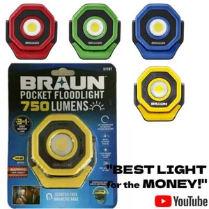 Braun Pocket Floodlight Rechargeable 750 Lumens Magnetic Led Light VERY BRIGHT!! - Picture 1 of 44