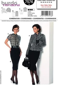 Burda International 7576 Misses Jacket top skirt sewing pattern PLUS  sz 10-20 - Picture 1 of 4