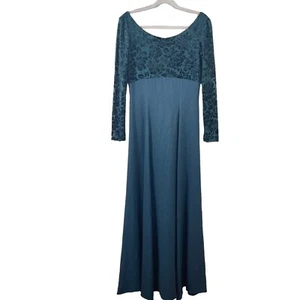 Michelangelo Damen Größe 6 Vintage tiefgrün Samt Brokat Empire Taille Kleid - Bild 1 von 6