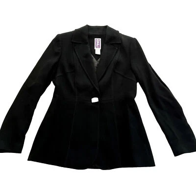 Vintage Zelda Black Blazer Jacket Womens US 6 Tailored Long Whimsy Goth Career - Image 1 of 4