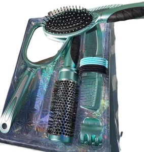 NEW 13 Pc Hair Brushes Comb & Mirror Set with Hair Accessories - Teal - Picture 1 of 3