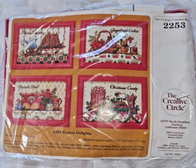 Vintage 1983 Creative Circle Embroidery Kit #2253 Festive Delights NEW christmas - Image 1 of 4