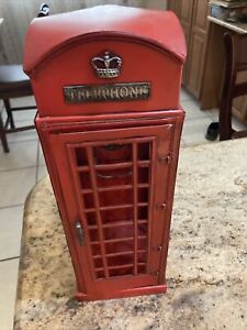 Red British Telephone Phone Booth,steel Scale Model 16”tall 5.5”wide