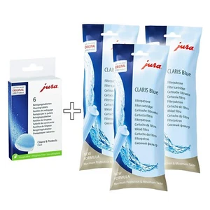 Combo de cartuchos de filtro de agua Jura Claris azul (paquete de 3) + tabletas de limpieza (6) - Imagen 1 de 2