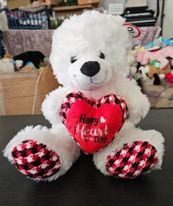 Dan Dee Collectors Choice Bear White Happy Heart Day 14" Plush 2016 Valentine - Picture 1 of 6