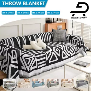 Reemony Sofa Couch Throw Cover Blanket Chenille Decor Lounge Slipcover Protector - Picture 1 of 43