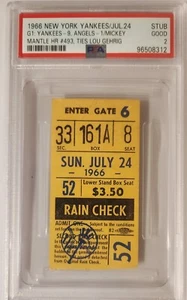MICKEY MANTLE HR #493 Ticket Stub Ties Gehrig! July 24, 1966 Yankee Stad HOF PSA - Picture 1 of 3