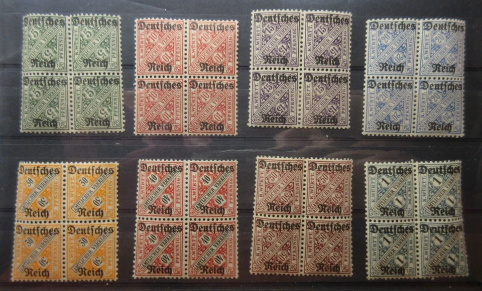 WURTTEMBERG, Scott: O176-O183, blocks of 4, MINT NEVER HINGED, Lot26, Cat $174 - Image 1 of 1