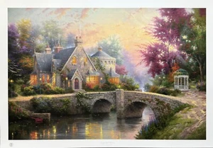 Thomas Kinkade LAMPLIGHT MANOR Hand Signed Lithograph 24" x 36" - Picture 1 of 10