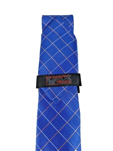 Steven Land Men's Tie and Hanky Royal Blue Orange Silver Hi-Density 3.25" Wide - Picture 1 of 4