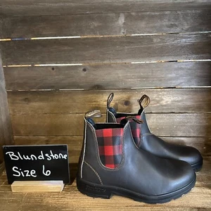New Womens Blundstone 2308 LL Bean Plaid Brown Leather Ankle Boots Size 9 M - Picture 1 of 6
