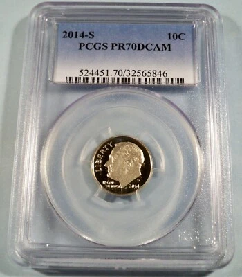 2014-S 10c CLAD PCGS PR70DCAM ROOSEVELT DIME PROOF DEEP CAMEO PR 70 DC - Image 1 of 3