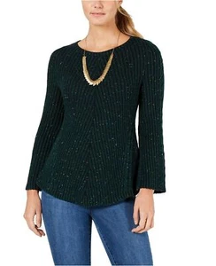 Style & Co. Women's Sweater Tweed Direct Rib Pullover Green PL - Picture 1 of 1