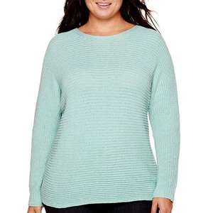 a.n.a Dolman-Sleeve Ribbed Sweater Plus Size 1X, 2X Aqua Tint Msrp $40.00 New - Picture 1 of 1