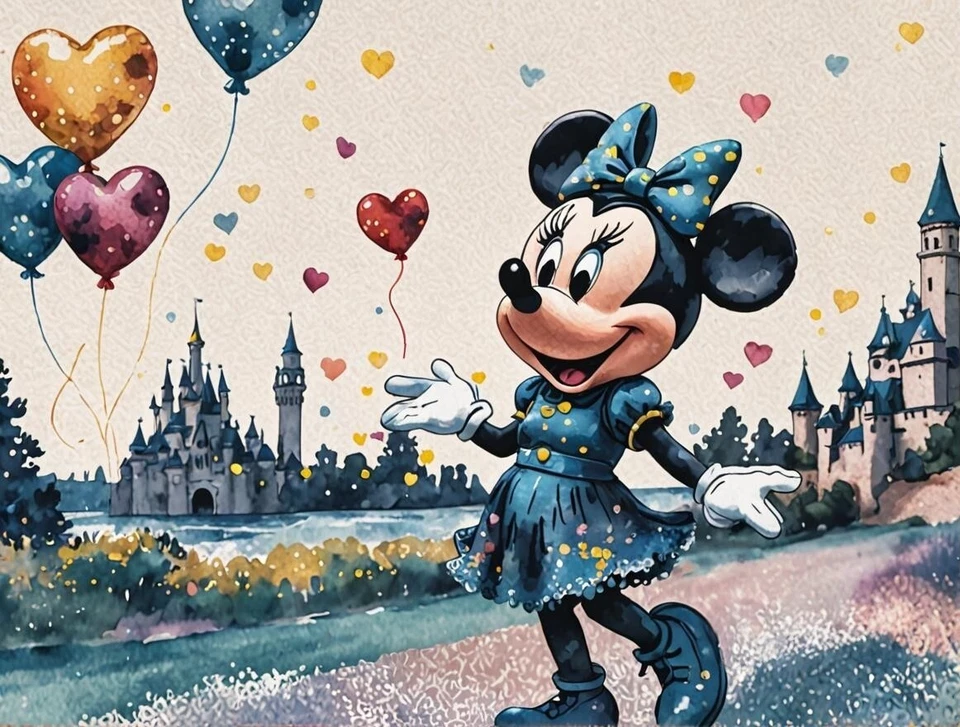 A5 greeting card can be personalised on front A5 Custom Minnie Mouse Birthday - Image 1 of 1