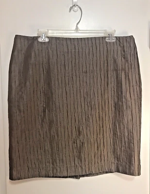 Nikki Valenti Mujer Talla 14 Taupe Arrugado Texturizado Tafetán Forrado Falda Lápiz Foto 1 de 4