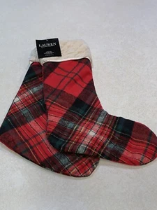 Set of 2 Ralph Lauren Polo Tartan Plaid Red Holiday Christmas Stockings NWT 20” - Picture 1 of 5