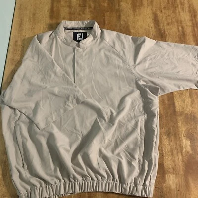 FootJoy Golf Jacket Men’s M Beige Tan Windbreaker 1/4 Snap Zip Pullover Short - Image 1 of 4