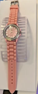 Geneva Platinum Ladies Watch 6886 Pink Silicone Band Round 37 mm Case Pink Dial - Picture 1 of 5