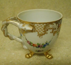 Dresden Meissen Footed Snake Serpent Handle Cup - Picture 1 of 8