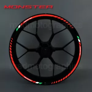 decalcomanie ruota moto riflettenti adesivi cerchio per DUCATI MONSTER 696 796 821 - Foto 1 di 7